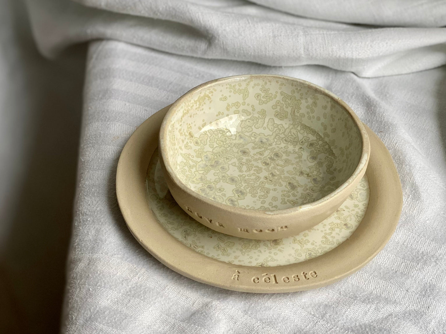 Assiette Personnalisée - ⌀16 cm - Grès Doux - Blanc Lunaire