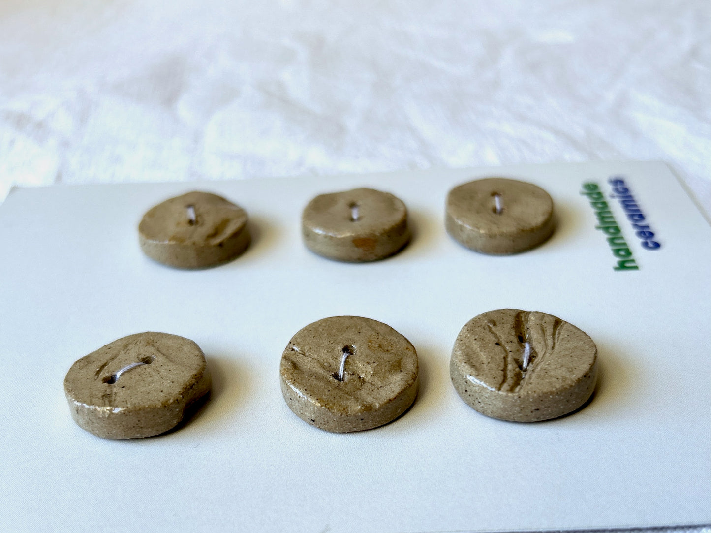 Boutons - Grès Gris - Huître - Lot de 6