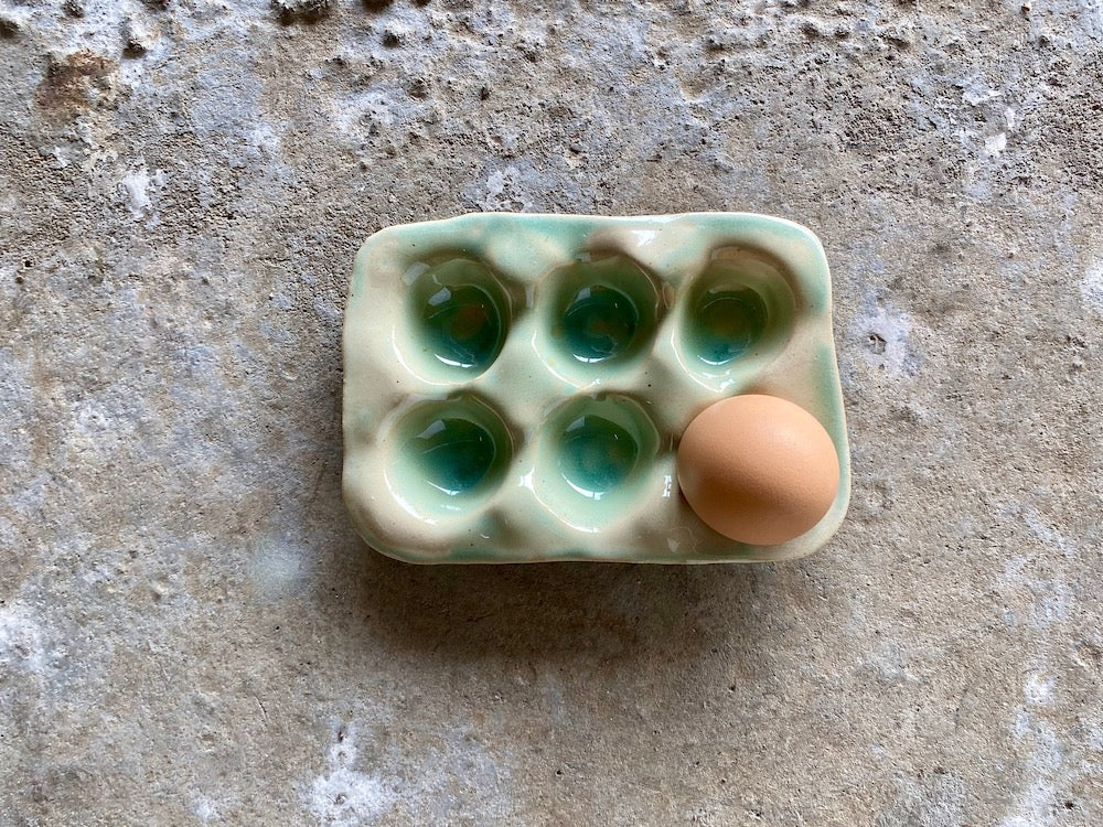 Porte-oeufs - 6 - Grès Doux - Vert Céladon