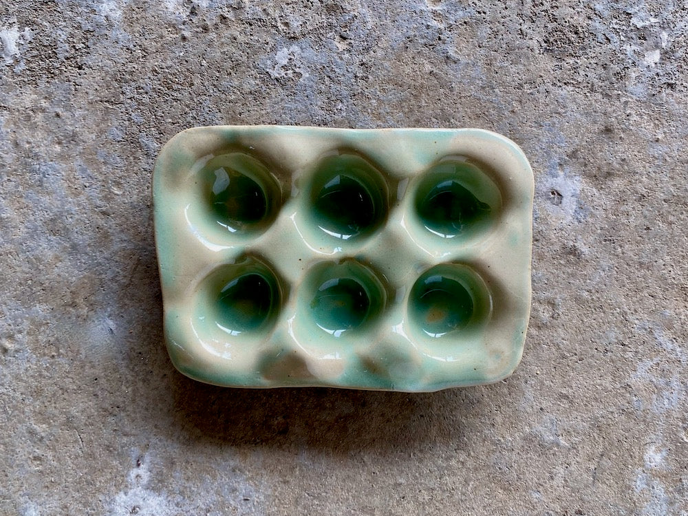 Porte-oeufs - 6 - Grès Doux - Vert Céladon
