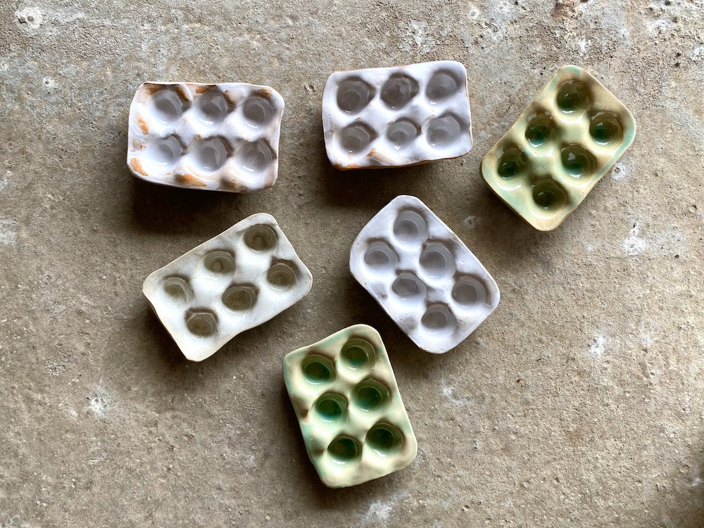 Porte-oeufs - 6 - Grès Doux - Blanc Lunaire