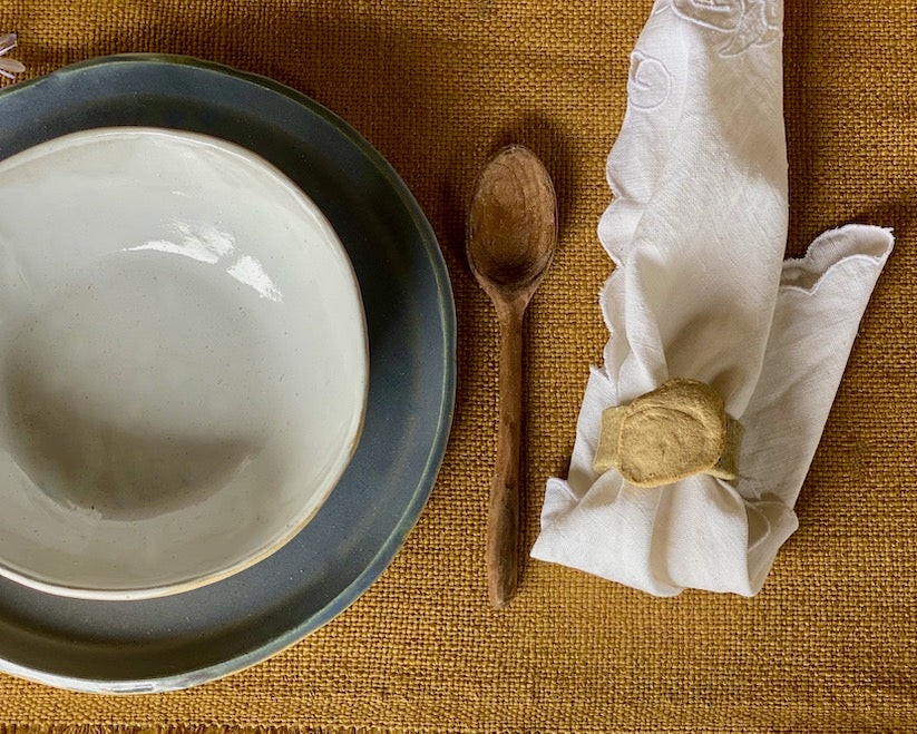 Ronds de Serviette Huîtres - Grès Sable - Paire