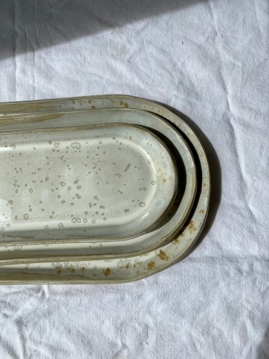 Plateau - 37 cm - Grès Doux - Blanc Lunaire