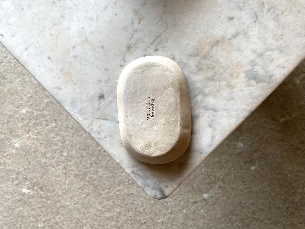 Porte-savon - Ovale - Grès Doux - Blanc Lunaire