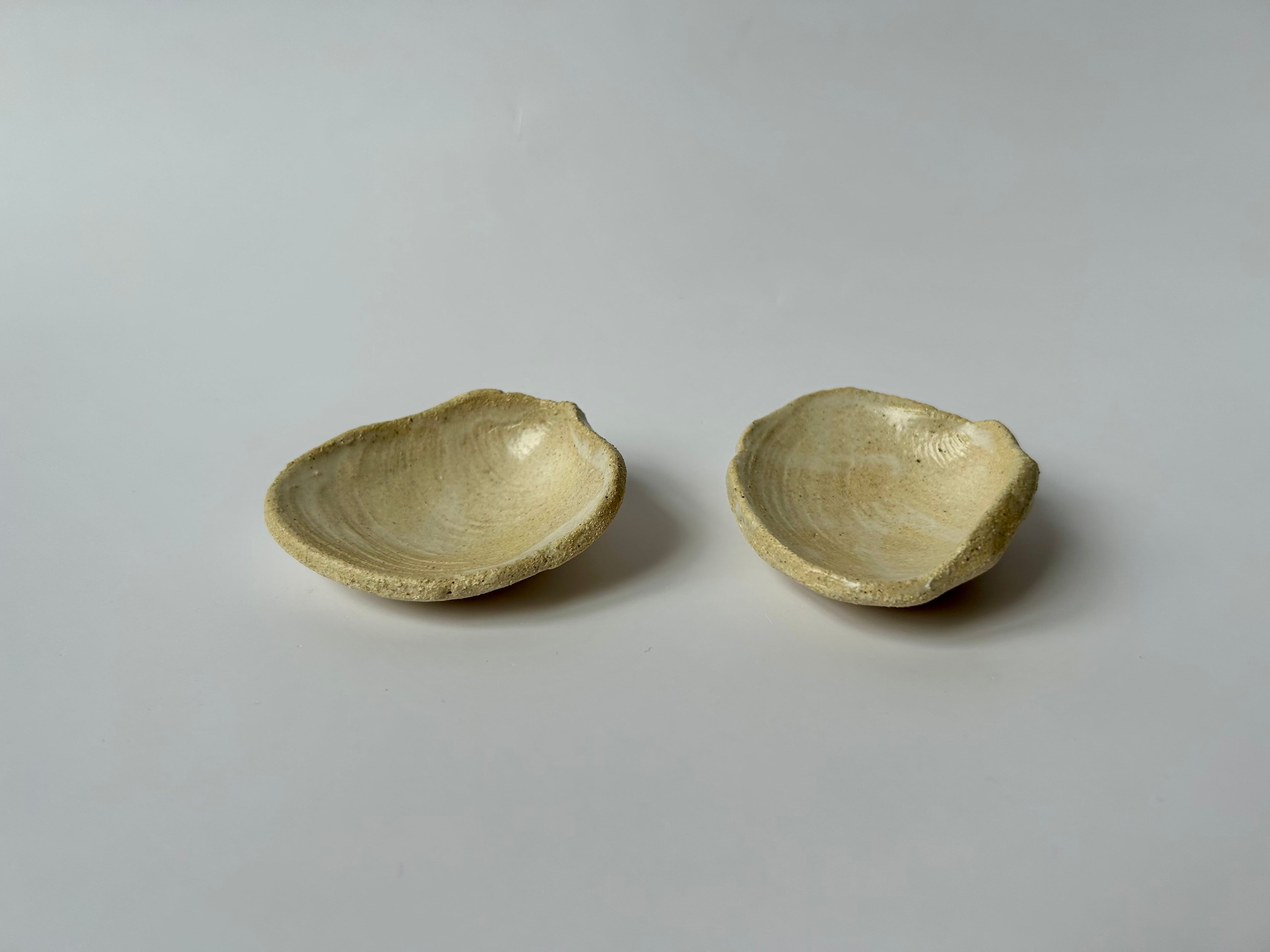 Coupelles Palourdes - Paire - Grès Beige - Blanc Gloss