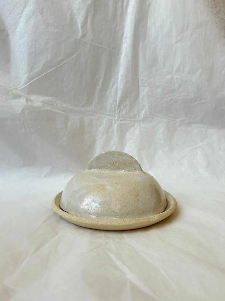 Boîte Ronde - Grès Clair - Blanc Gloss