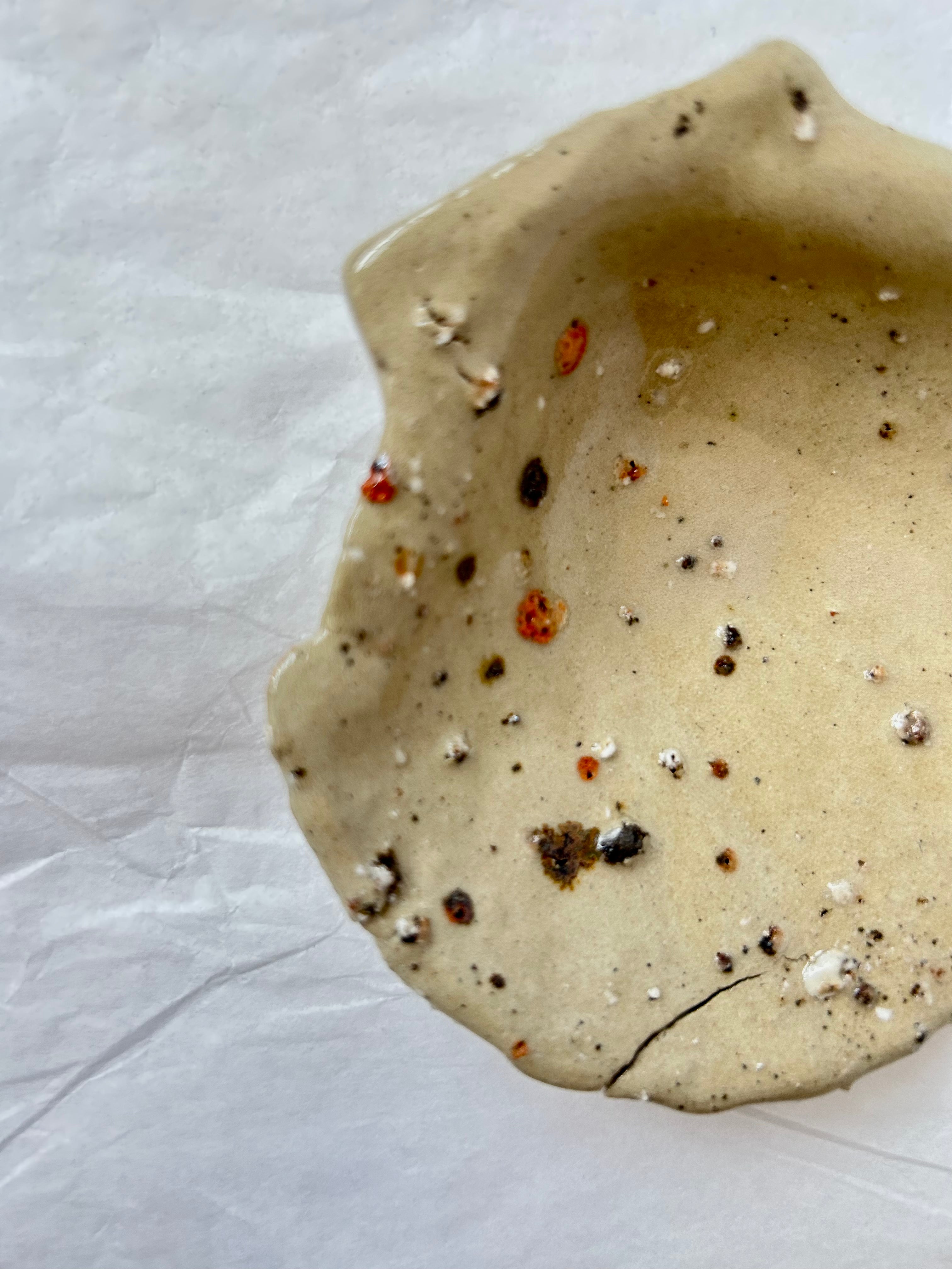 Scallop Shell Dish - Beige Stoneware - Wood-Fired