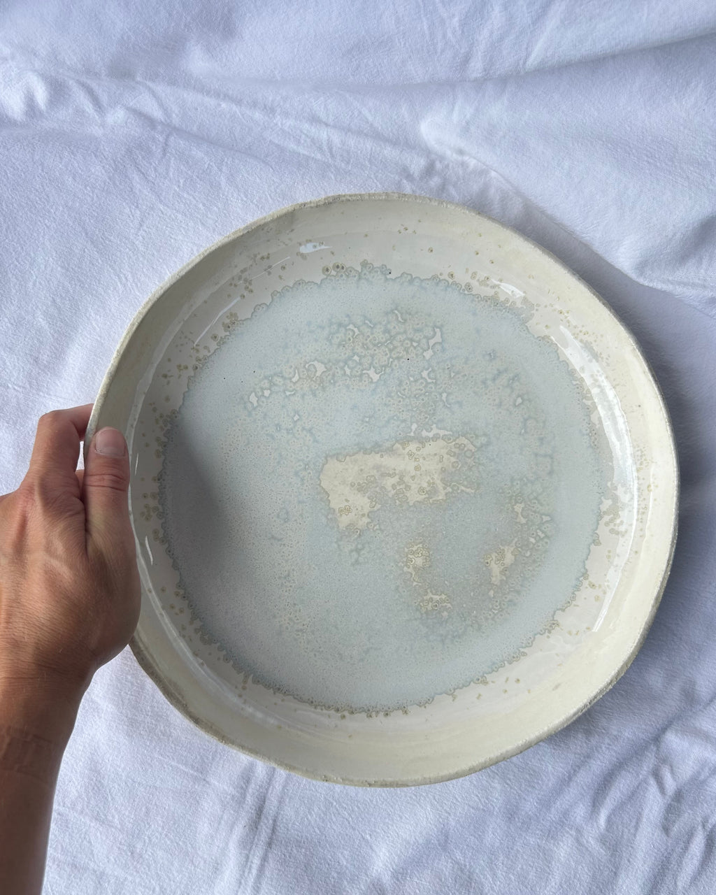 Plat Rond Creux - ⌀ 28 cm - Grès Blanc - Blanc Lunaire
