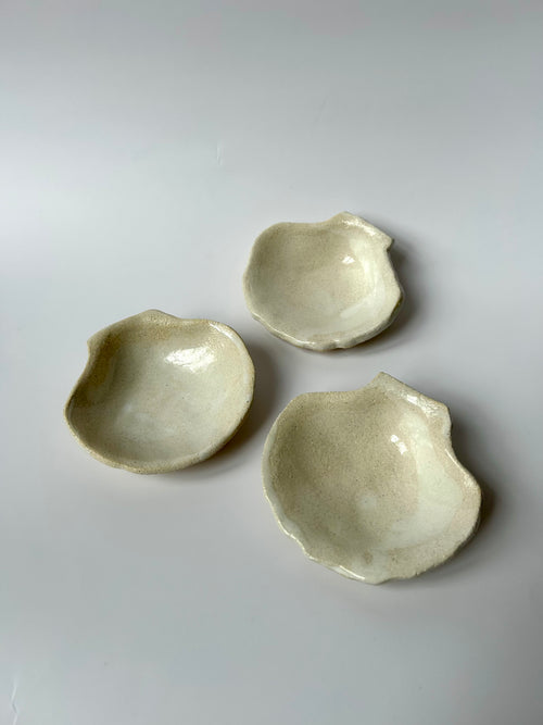Coupelle Coquille Saint-Jacques - Grès Beige - Blanc Gloss