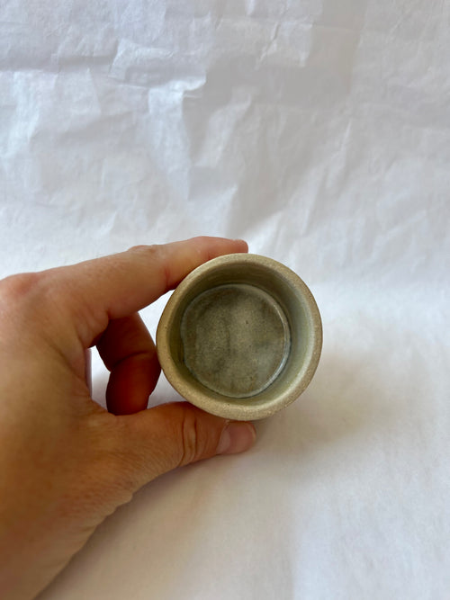 Coquetier - Grès Beige - Blanc Lunaire