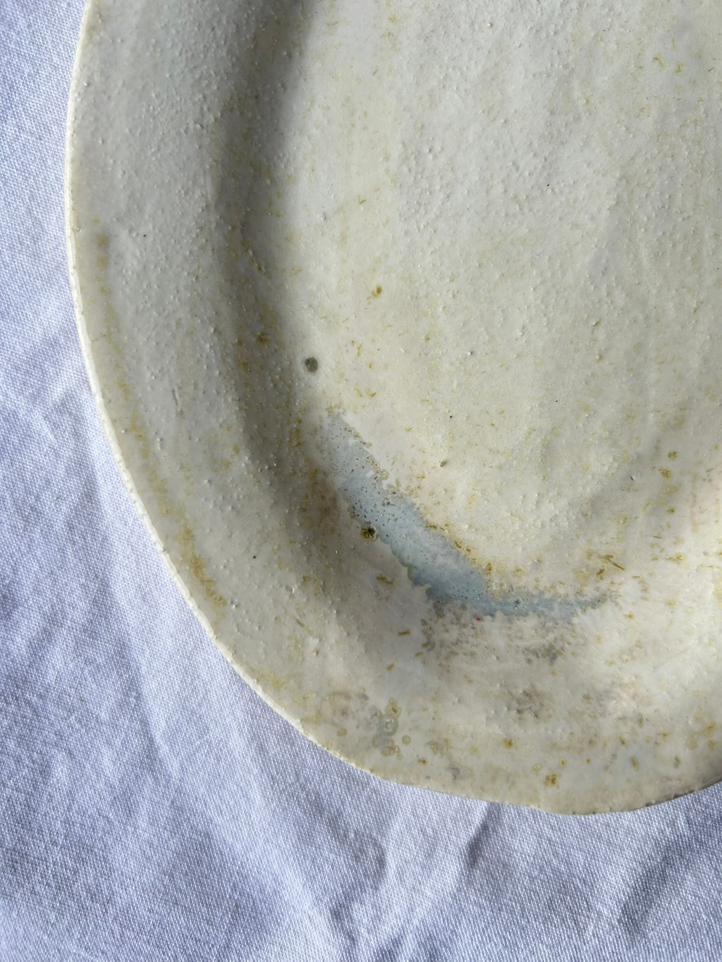 Plat Ovale Plat - 22*17 cm - Grès Blanc - Blanc Lunaire