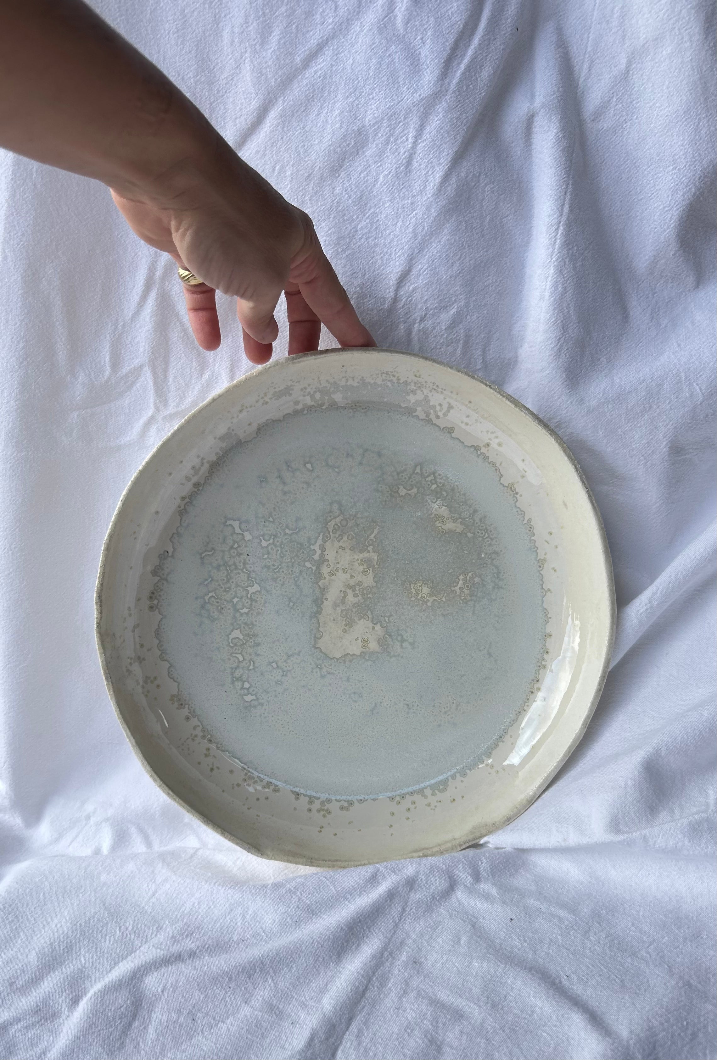 Plat Rond Creux - ⌀ 28 cm - Grès Blanc - Blanc Lunaire