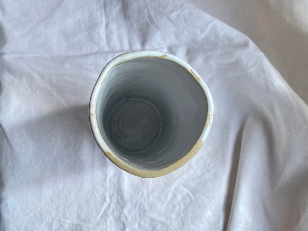Vase Huître - 20*10 cm - Grès Doux - Blanc Gloss