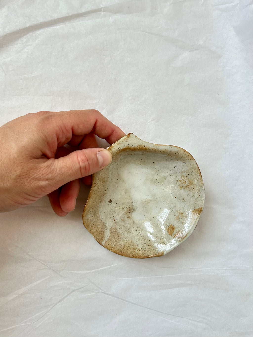 Scallop Shell Dish - Beige Stoneware - Wood-Fired