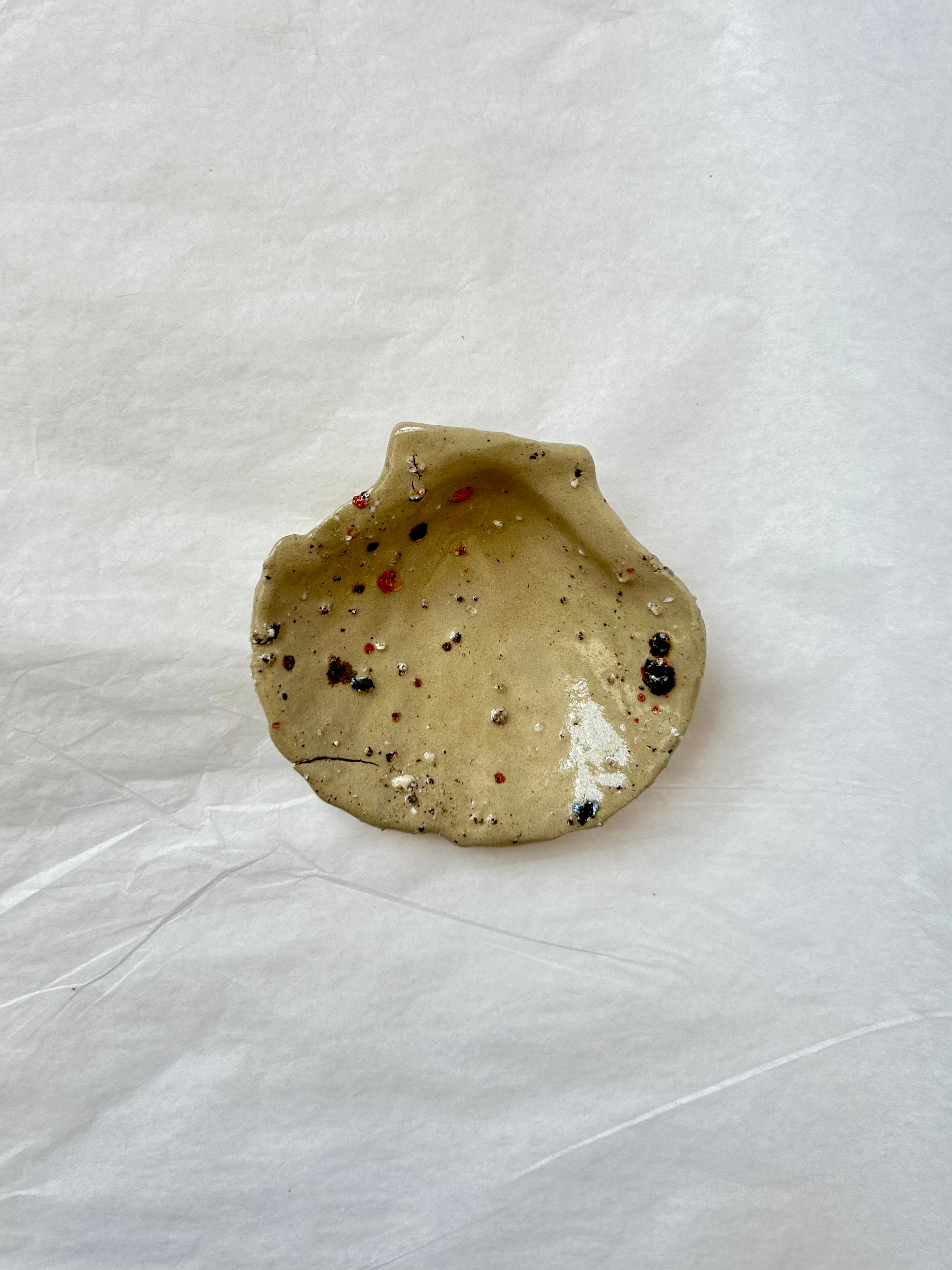 Scallop Shell Dish - Beige Stoneware - Wood-Fired