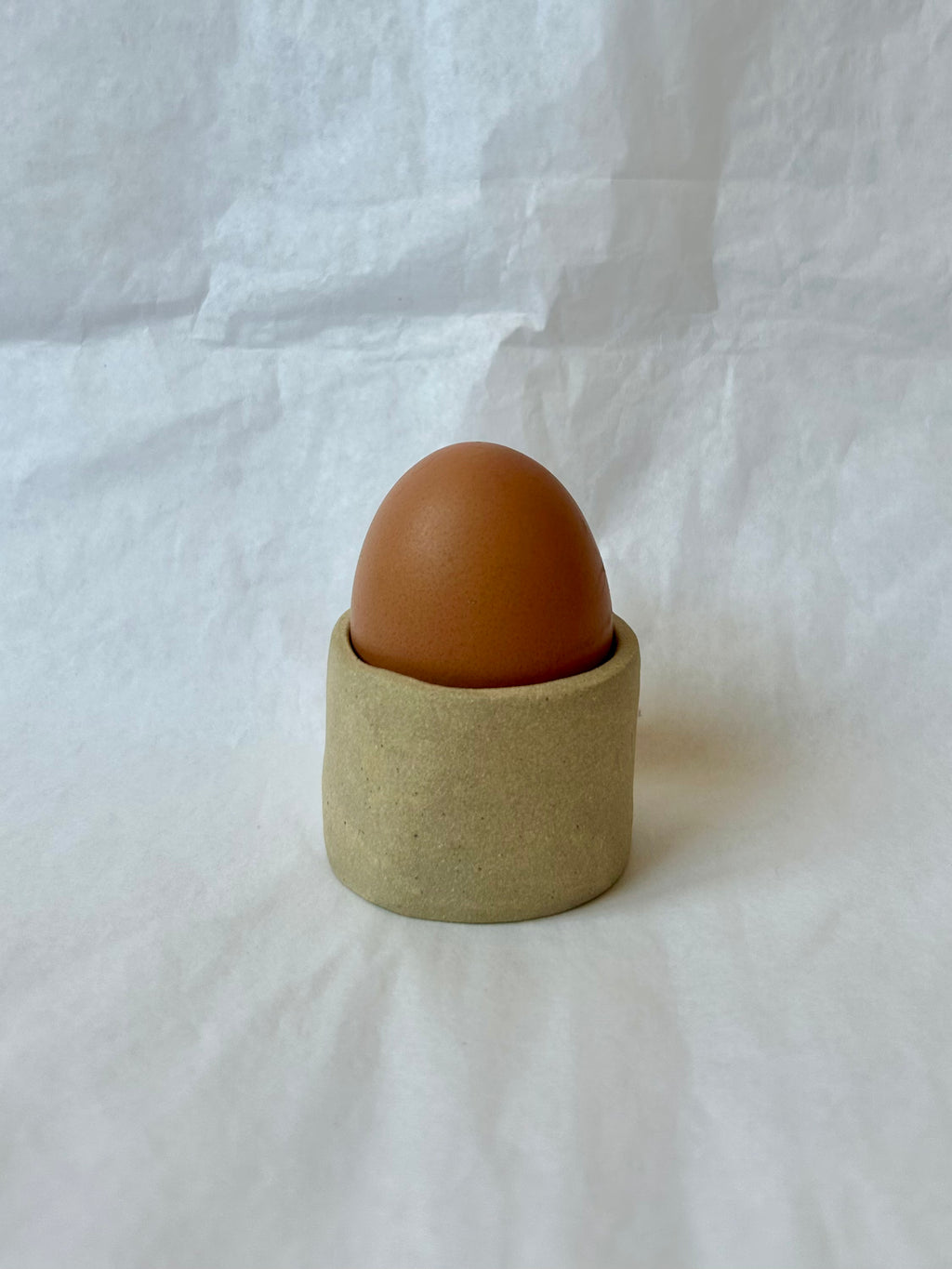 Coquetier - Grès Beige - Blanc Lunaire