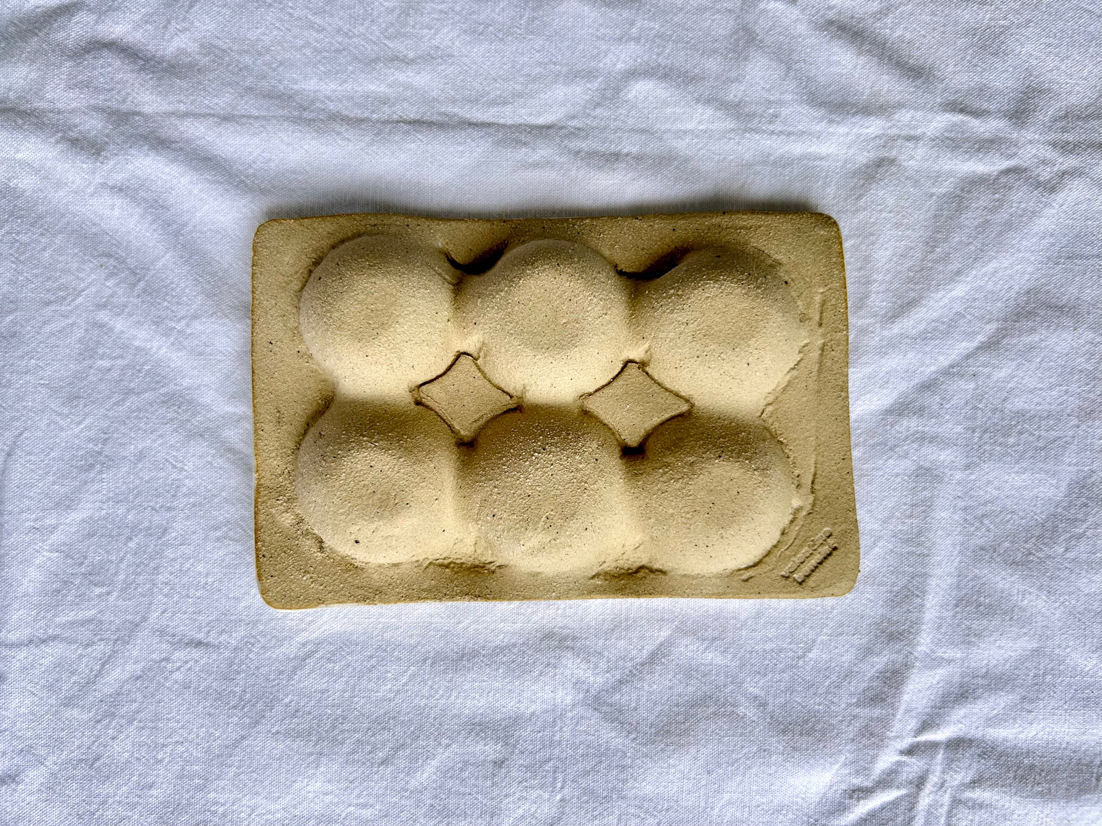 Porte-oeufs - 6 - Grès Gris - Blanc Satin