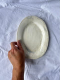 Plat Ovale Plat - 22*17 cm - Grès Blanc - Blanc Lunaire