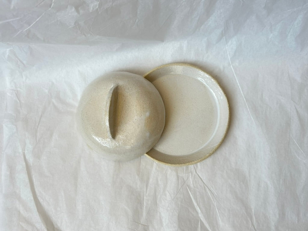 Boîte Ronde - Grès Clair - Blanc Gloss