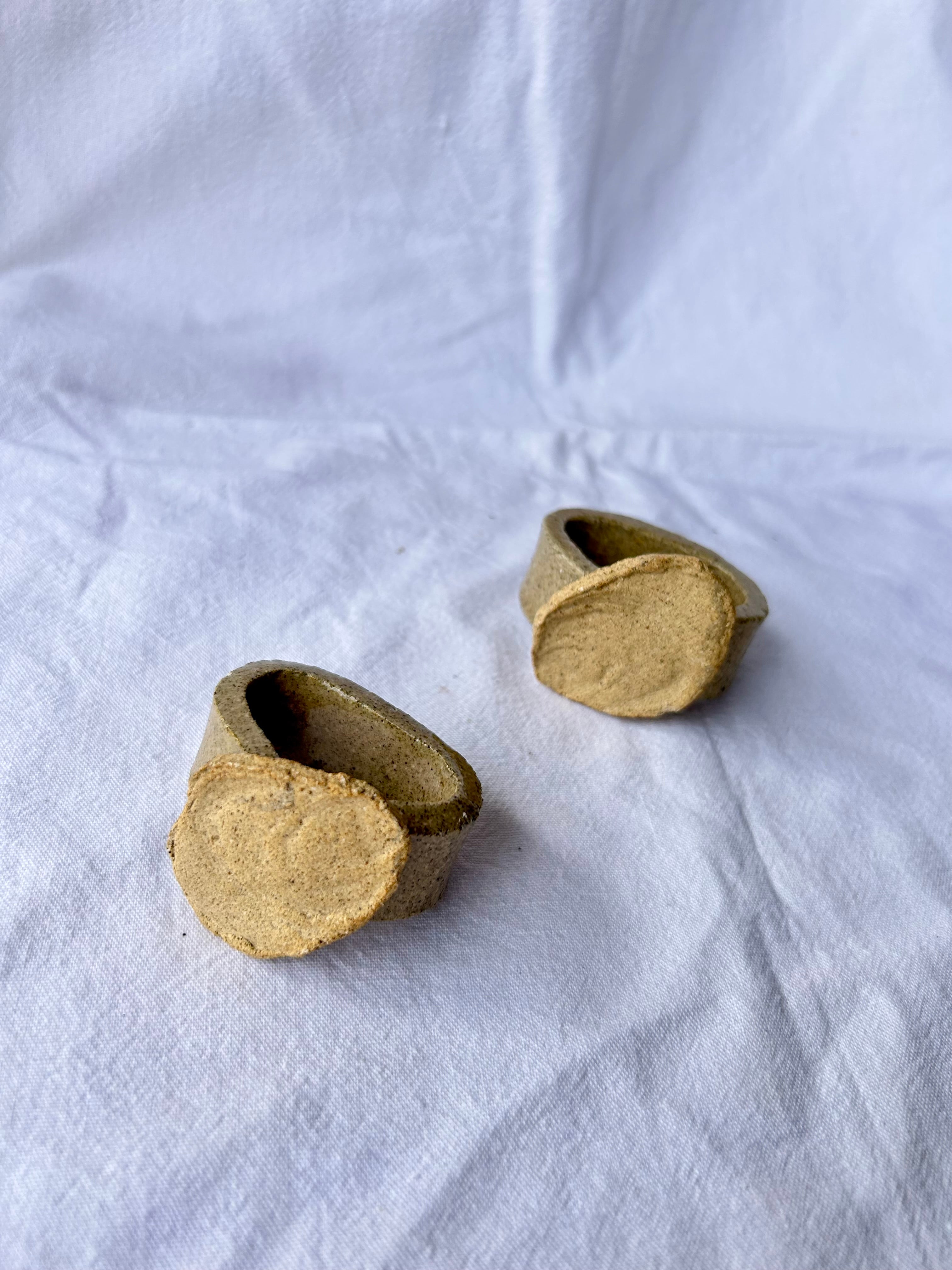Ronds de Serviette Huître - Grès Sable - Paire
