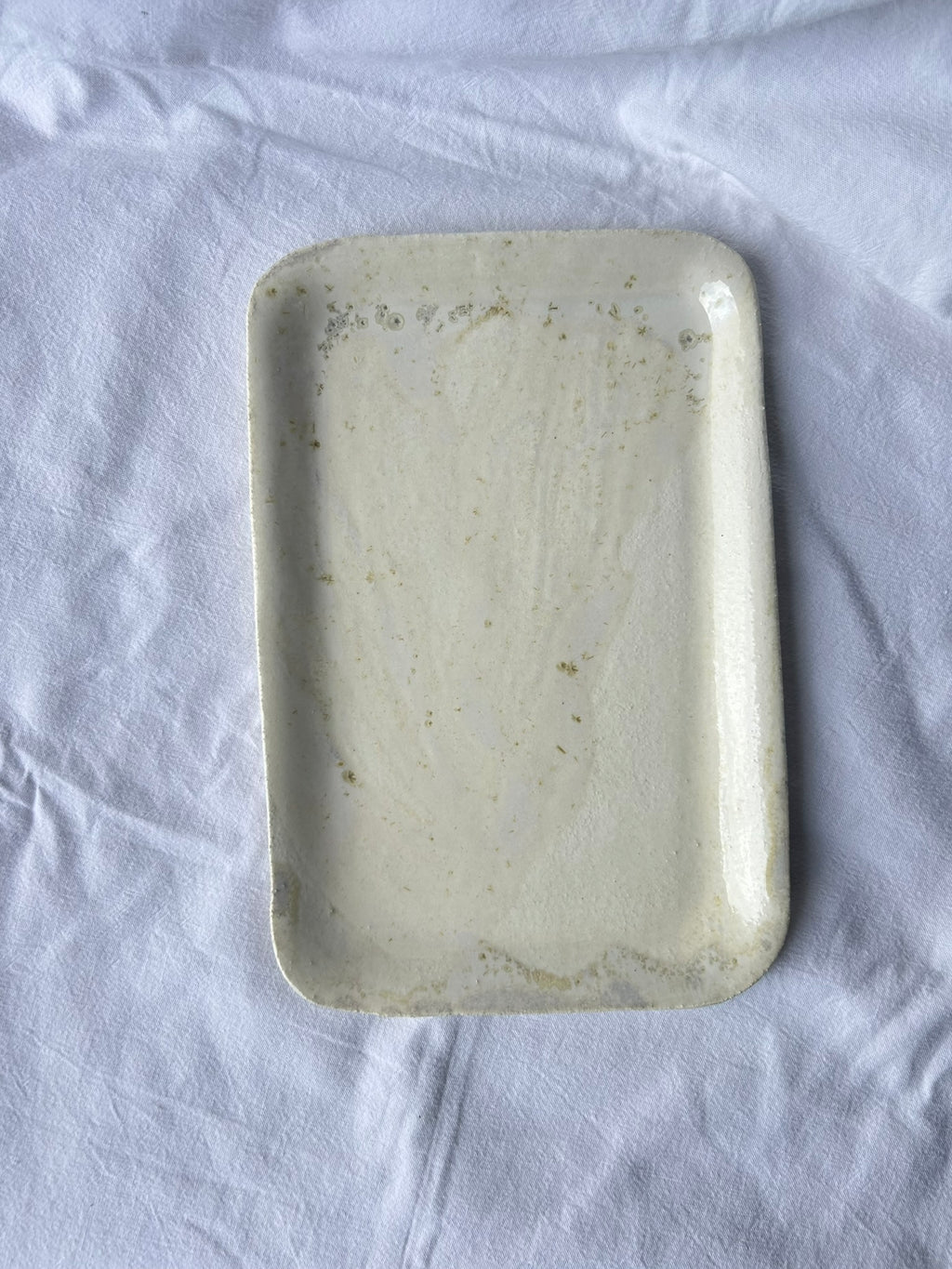 Plat Rectangulaire - 27*10 cm - Grès Blanc - Blanc Lunaire