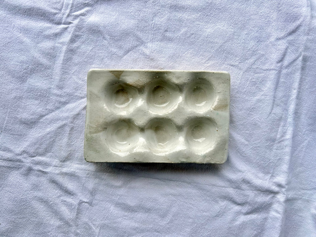 Porte-oeufs - 6 - Grès Gris - Blanc Satin