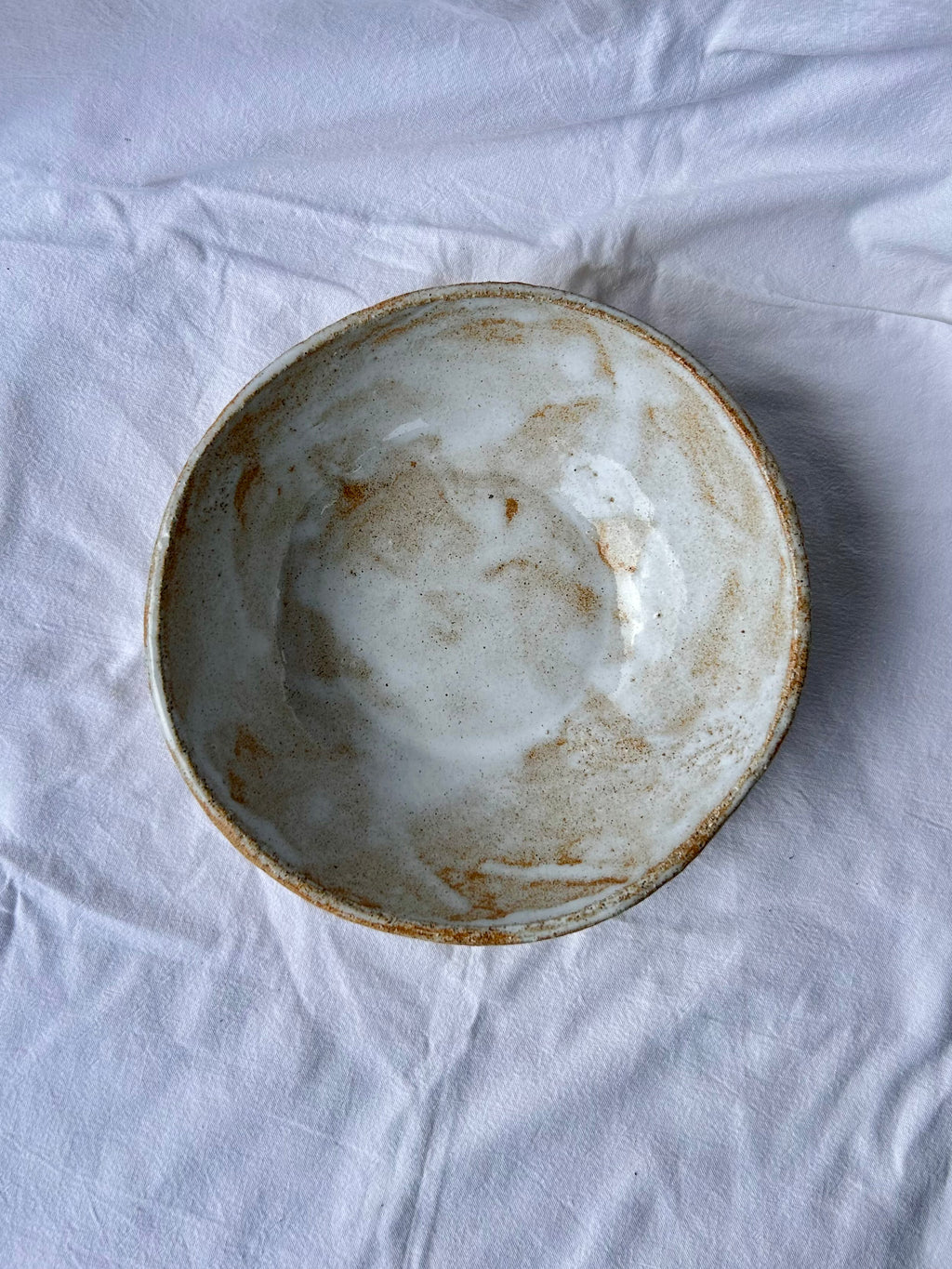 Saladier - ⌀21,50 cm - Grès Roux - Blanc Brossé
