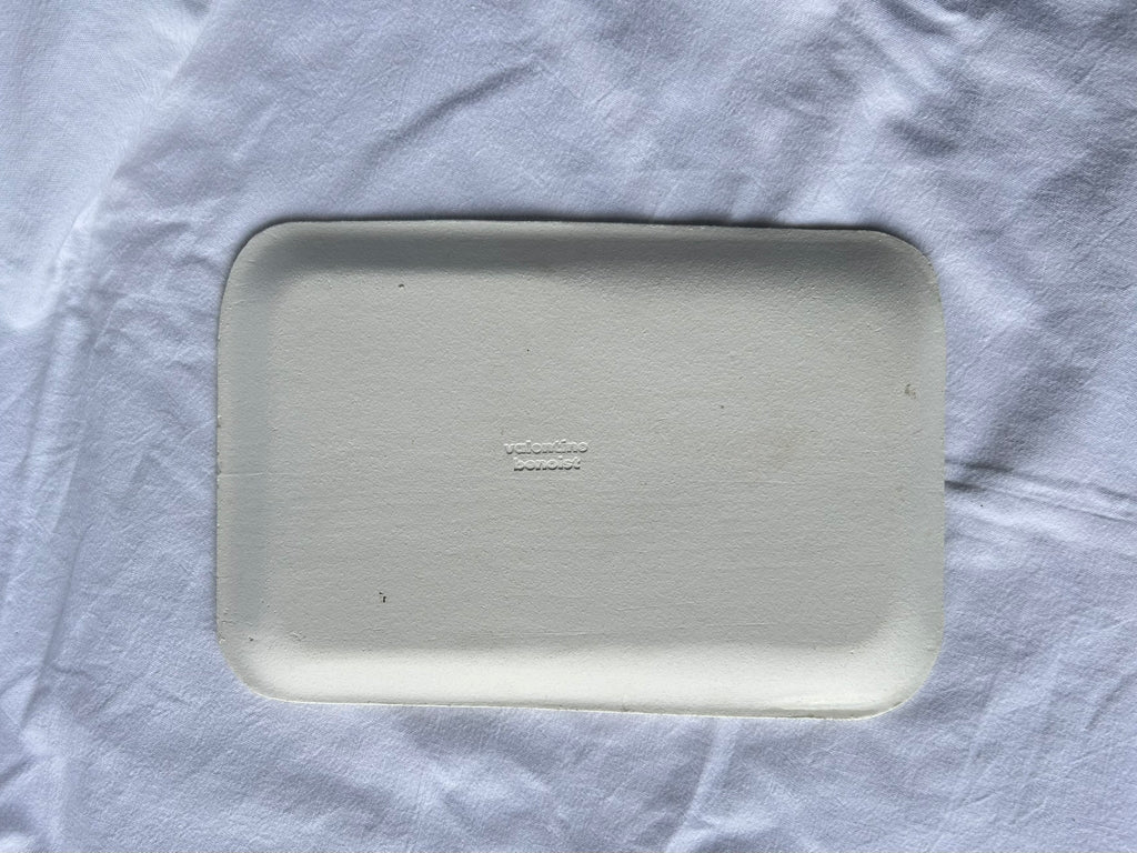 Plat Rectangulaire - 27*10 cm - Grès Blanc - Blanc Lunaire