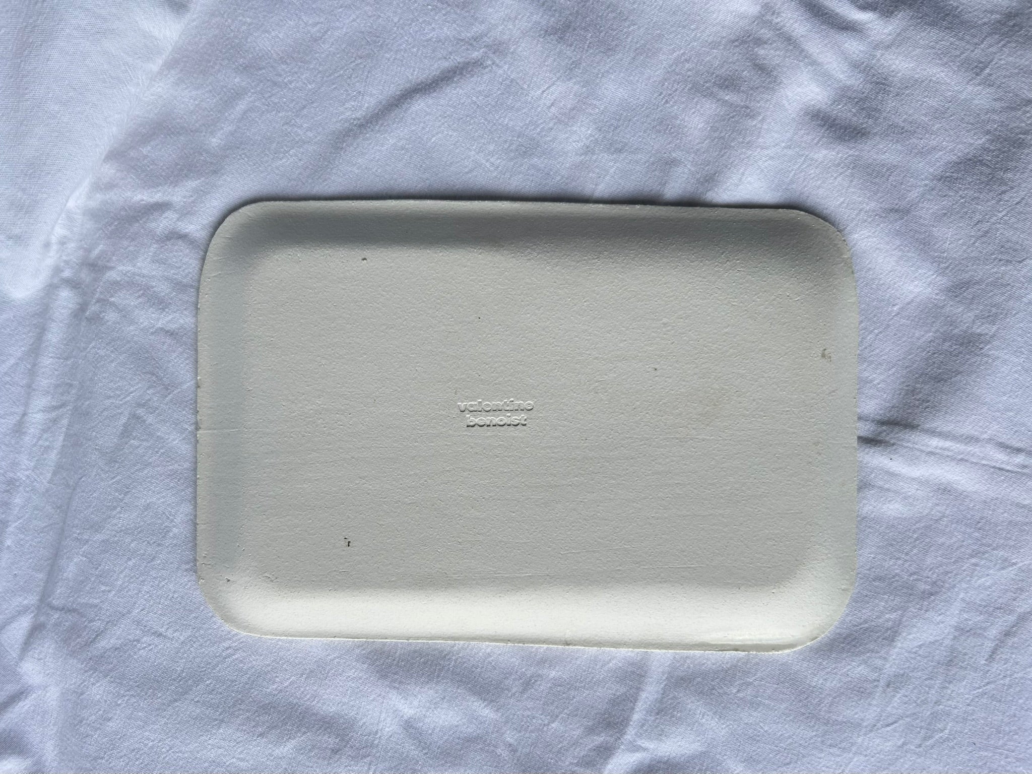 Plat Rectangulaire - 27*10 cm - Grès Blanc - Blanc Lunaire