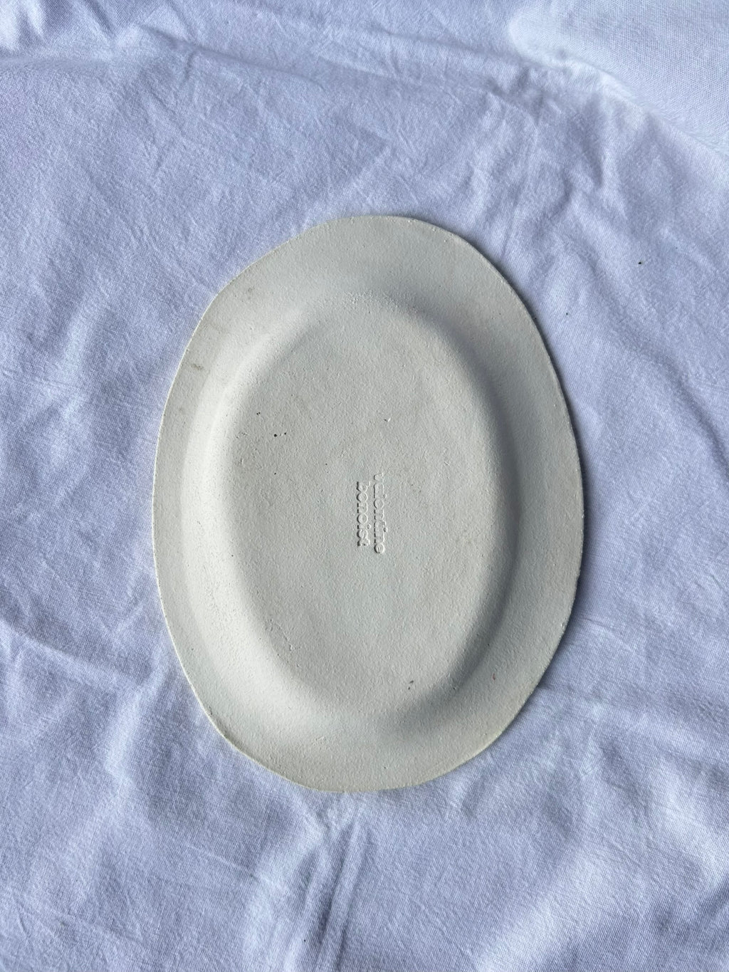 Plat Ovale Plat - 22*17 cm - Grès Blanc - Blanc Lunaire