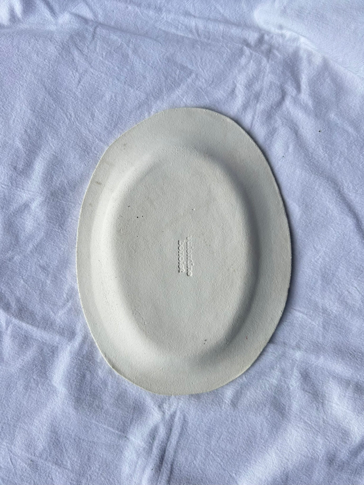 Plat Ovale Plat - 22*17 cm - Grès Blanc - Blanc Lunaire