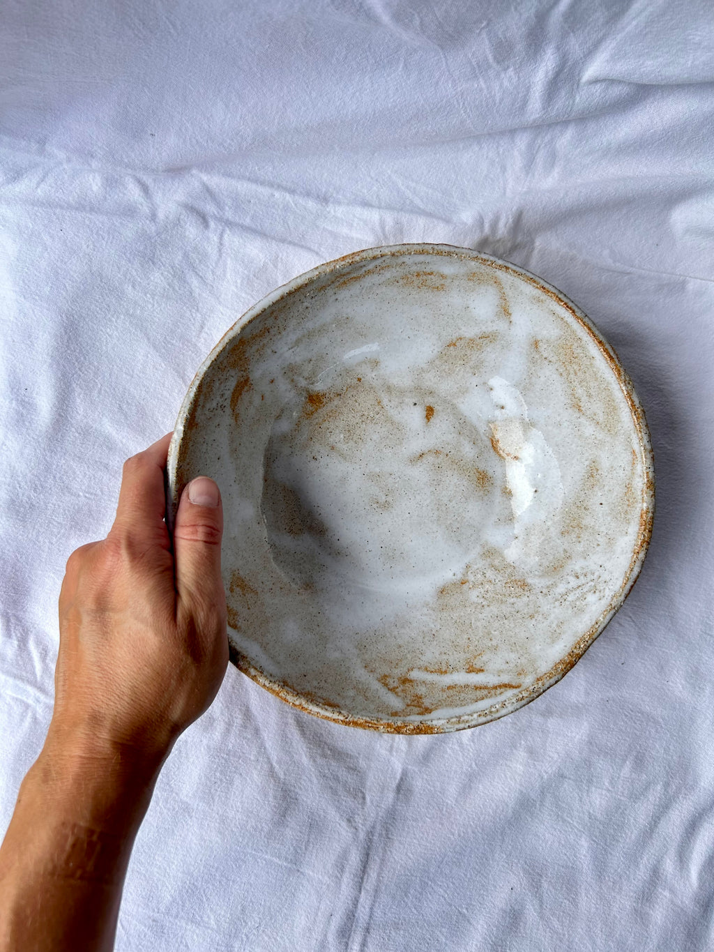 Saladier - ⌀21,50 cm - Grès Roux - Blanc Brossé
