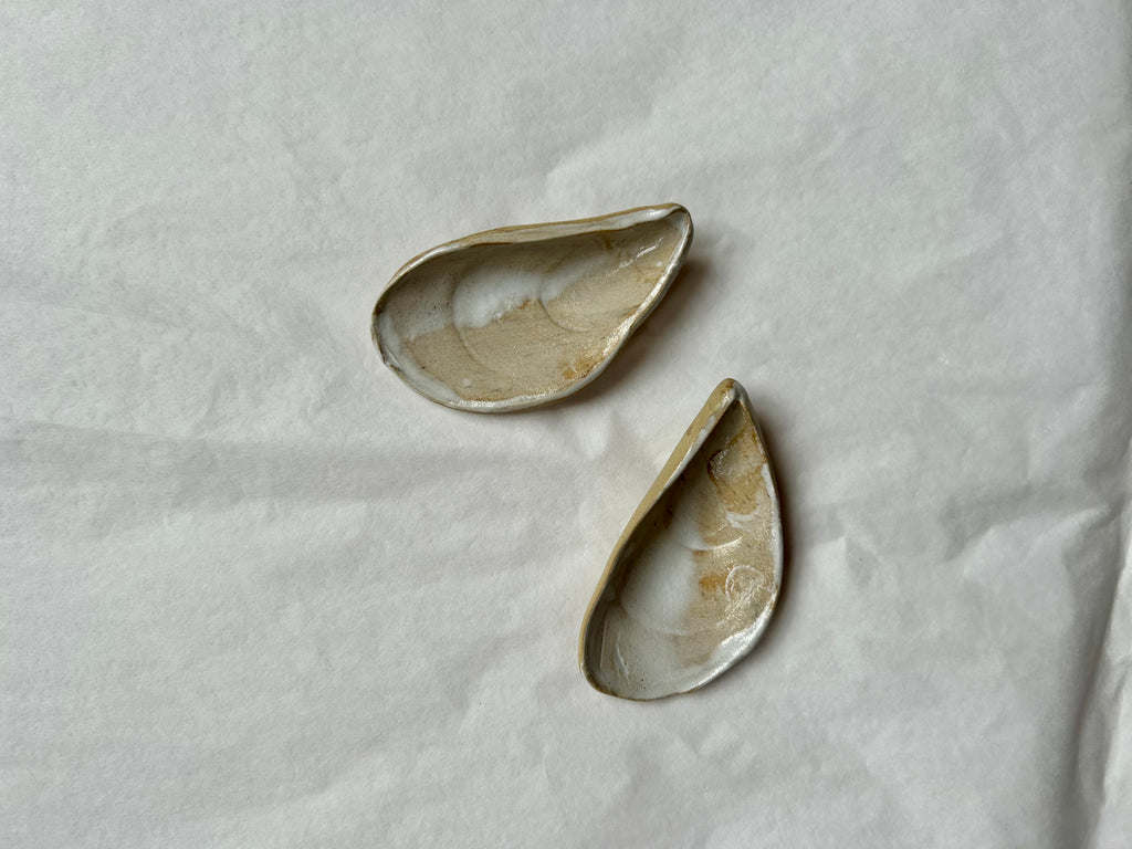Coupelle Moule - Grès Beige - Blanc Gloss