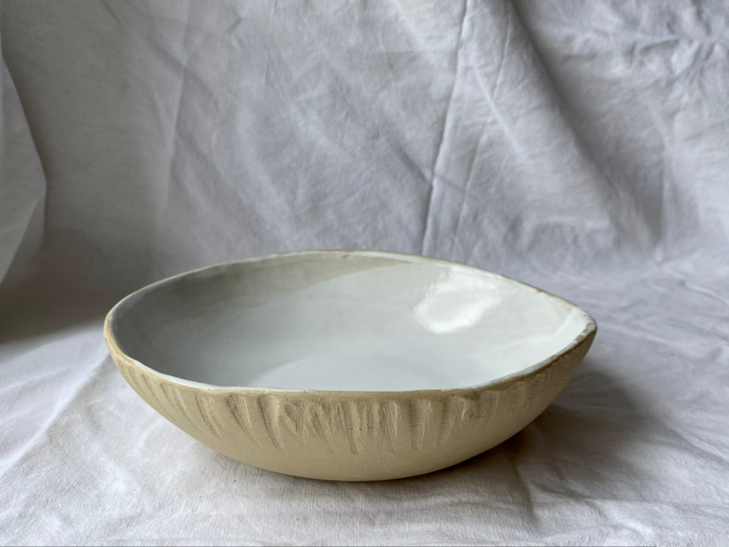 Saladier Saint-Jacques - 20*5 cm - Grès Doux - Blanc Gloss