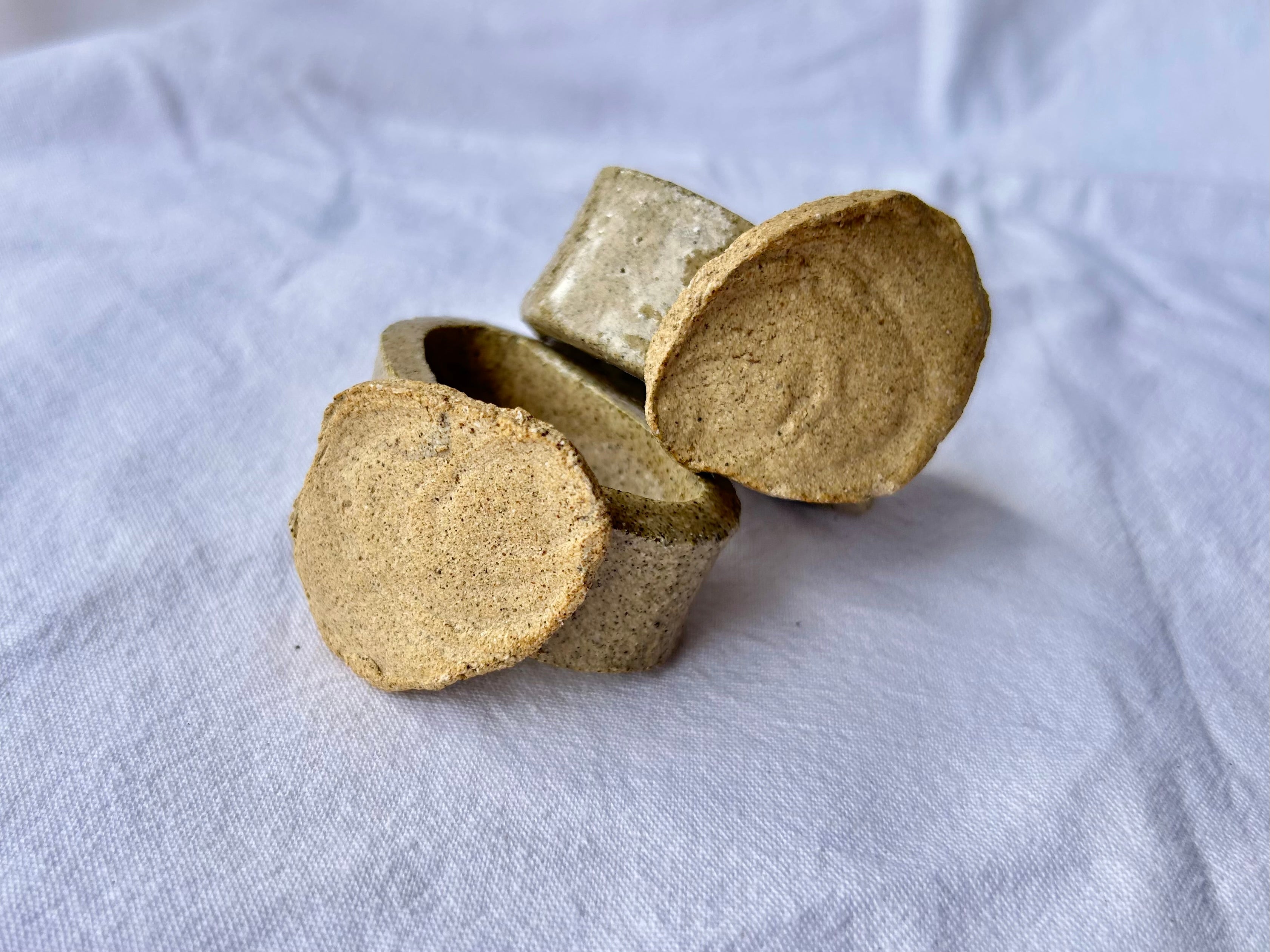 Ronds de Serviette Huître - Grès Sable - Paire