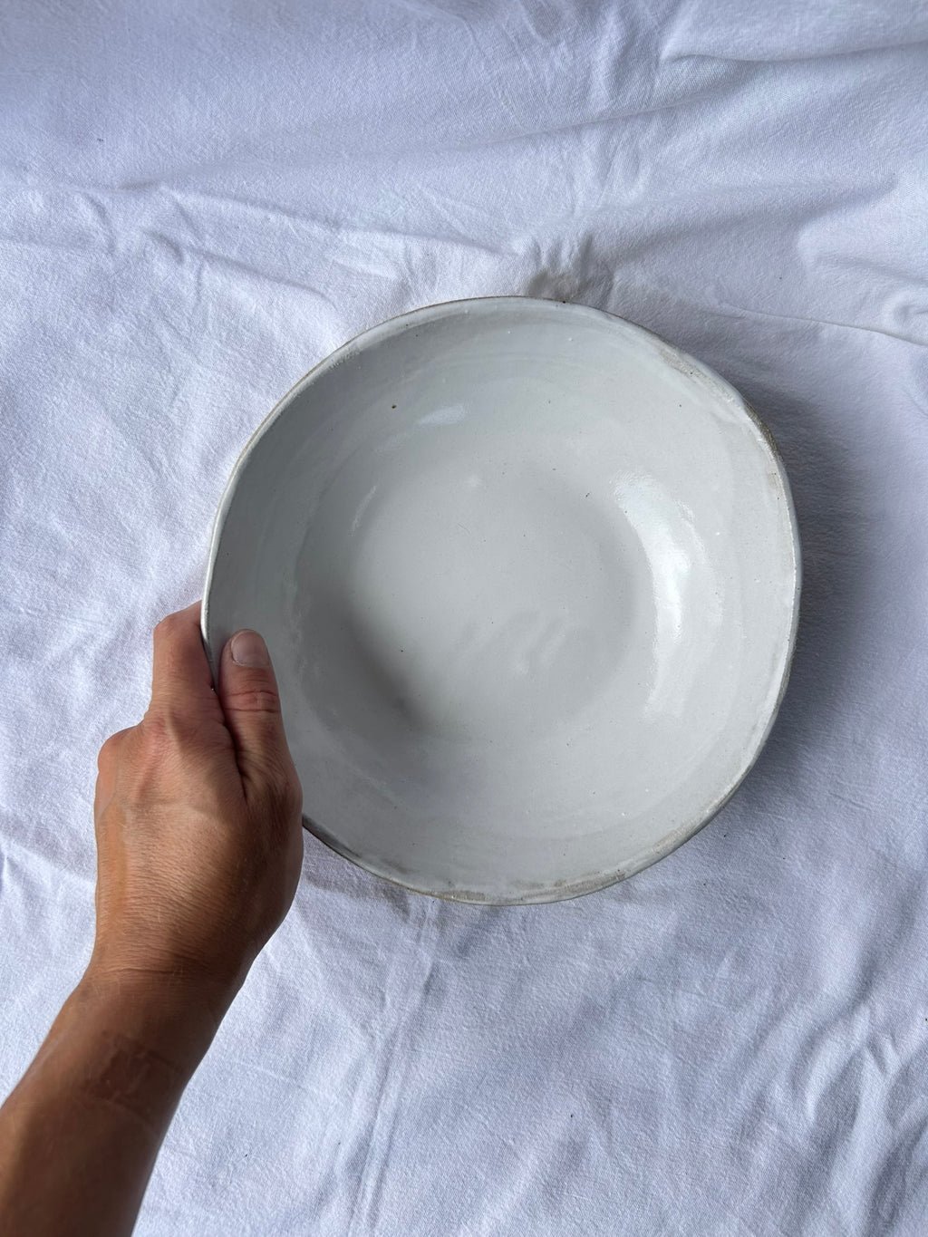 Saladier - ⌀21 cm - Grès Gris - Blanc Gloss