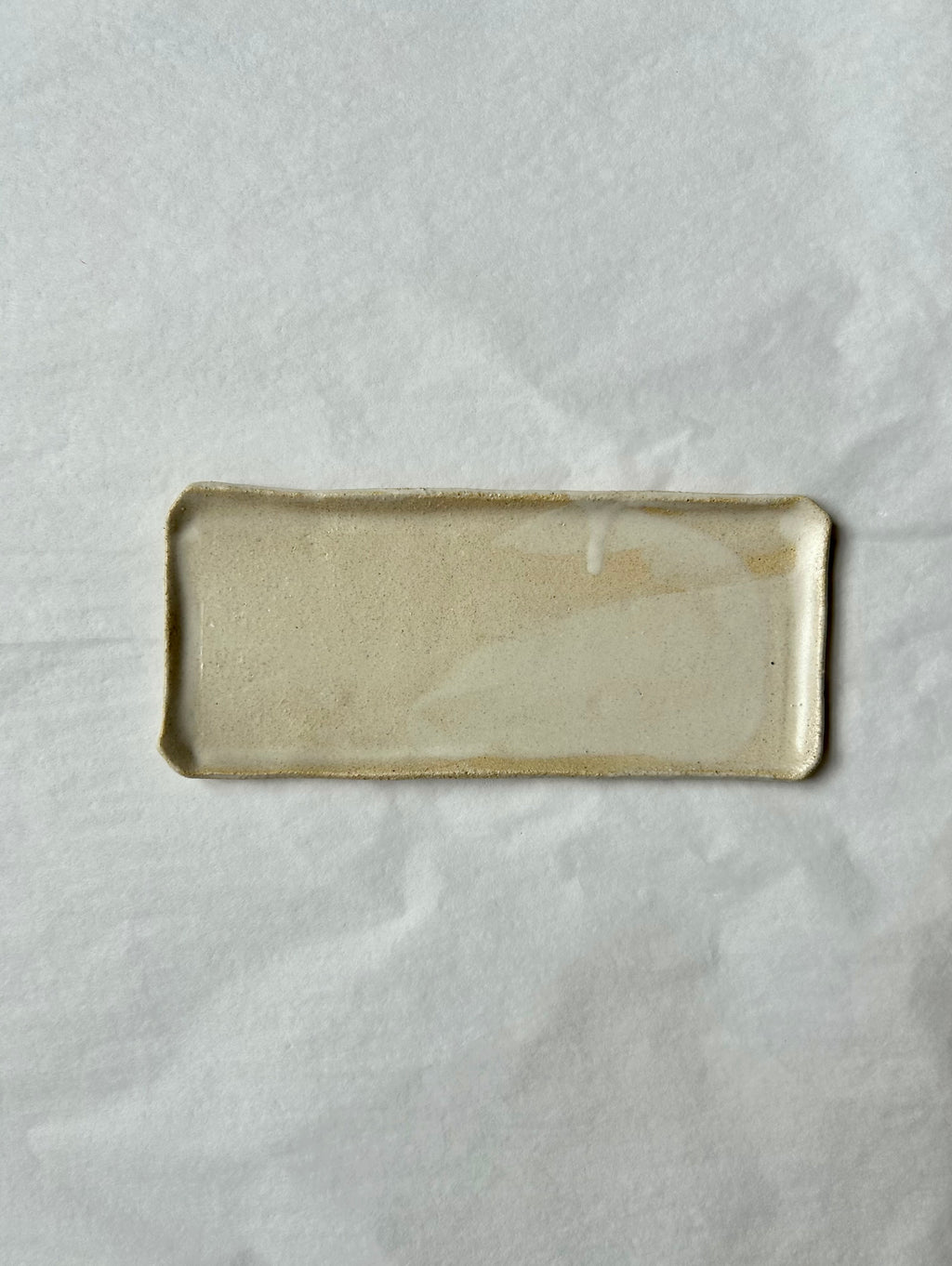 Vide-poche rectangulaire - Grès Beige - Blanc Mat