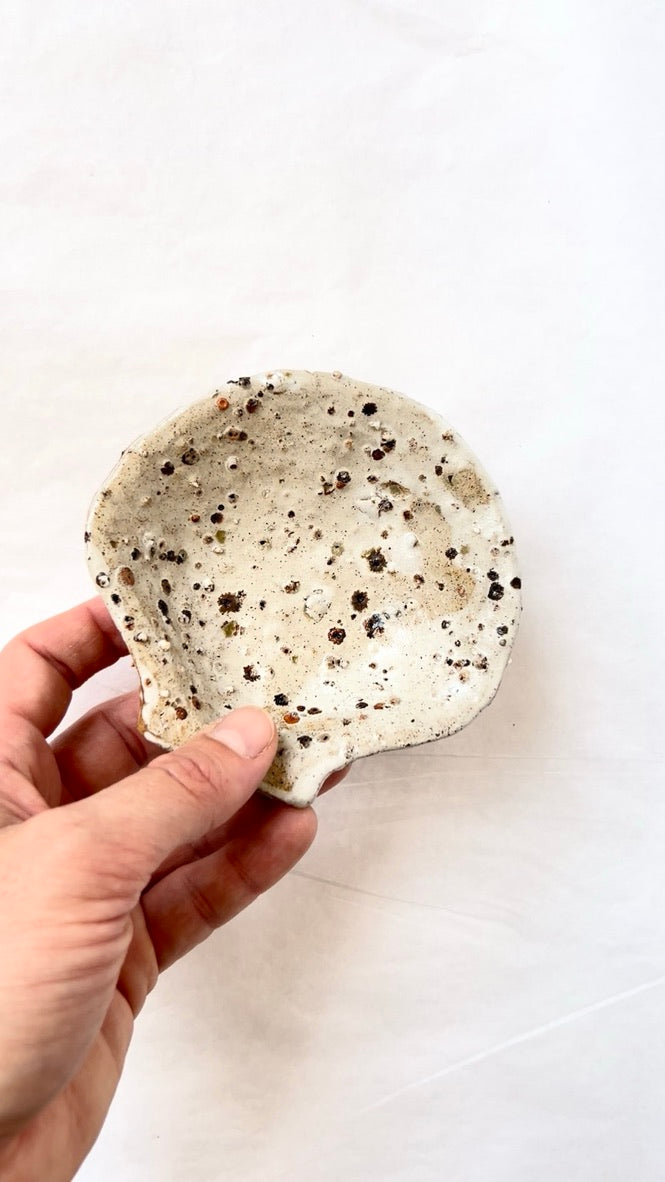 Scallop Shell Dish - Beige Stoneware - Wood-Fired