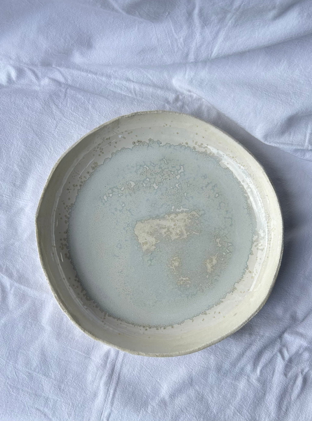 Plat Rond Creux - ⌀ 28 cm - Grès Blanc - Blanc Lunaire