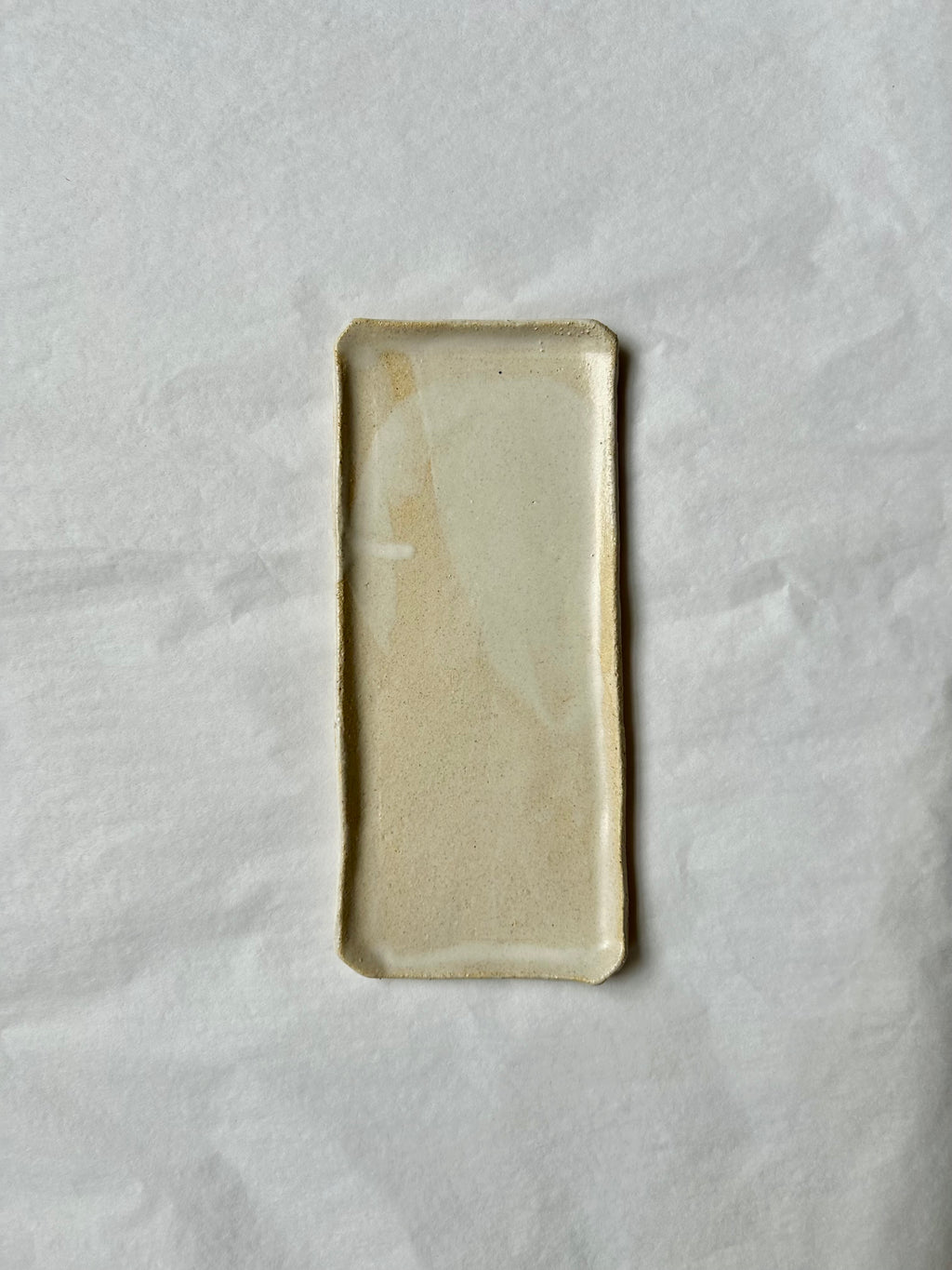 Vide-poche rectangulaire - Grès Beige - Blanc Mat