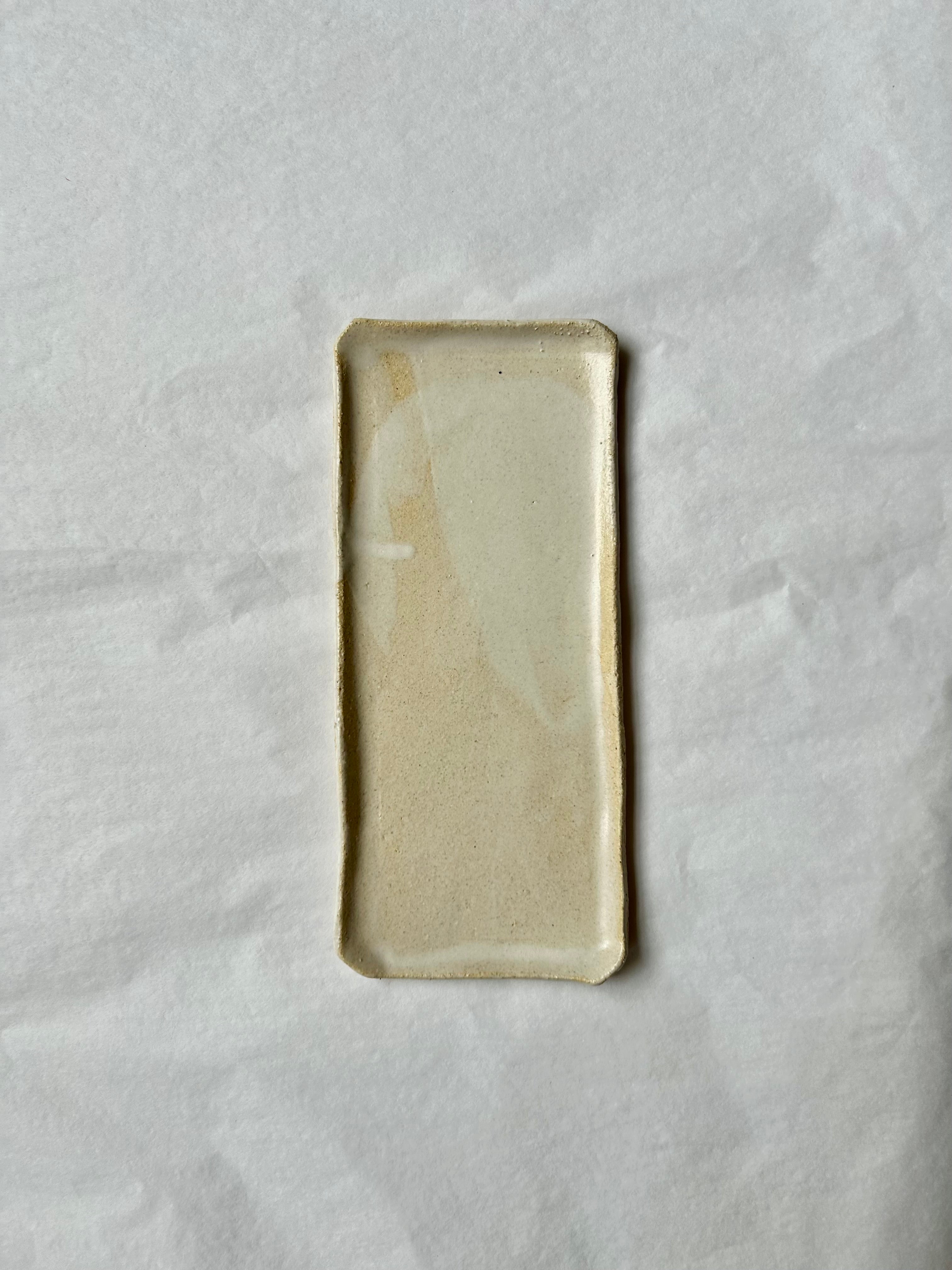Vide-poche rectangulaire - Grès Beige - Blanc Mat