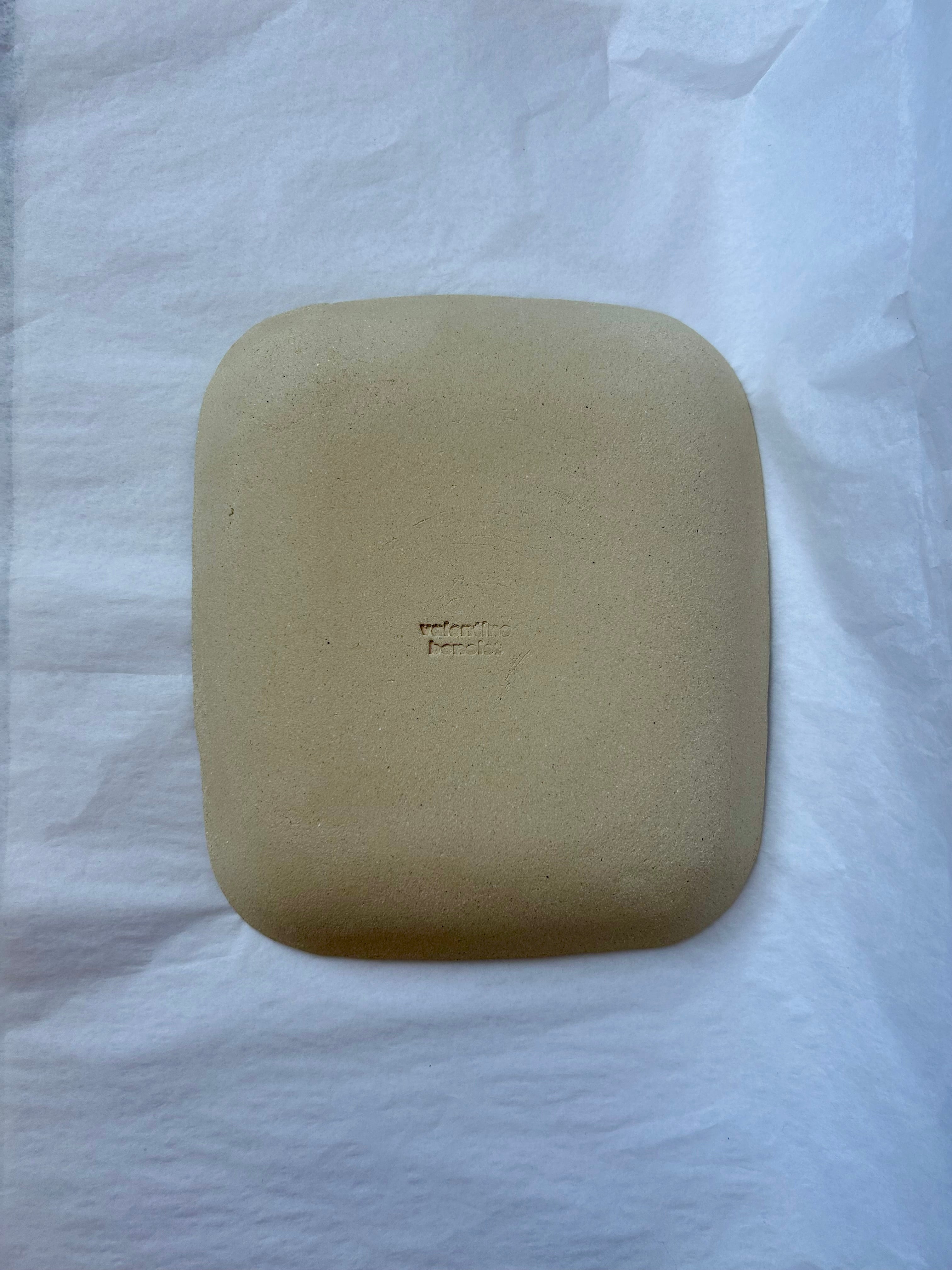 Plat Rectangulaire - 25 cm - Grès Clair - Blanc Gloss