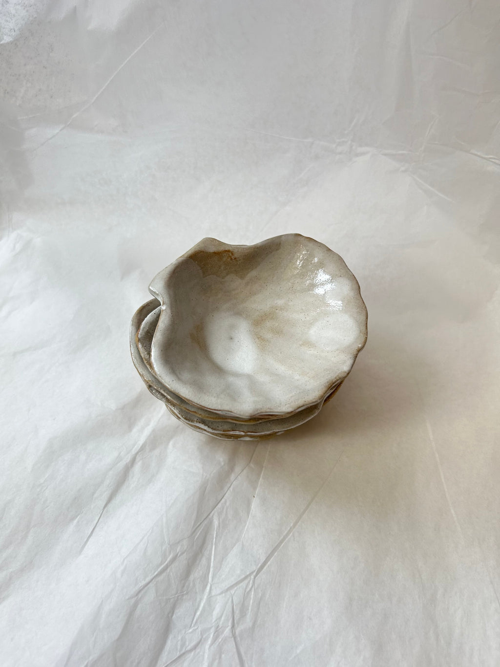 Coupelle Coquille Saint-Jacques - Grès Beige - Blanc Gloss