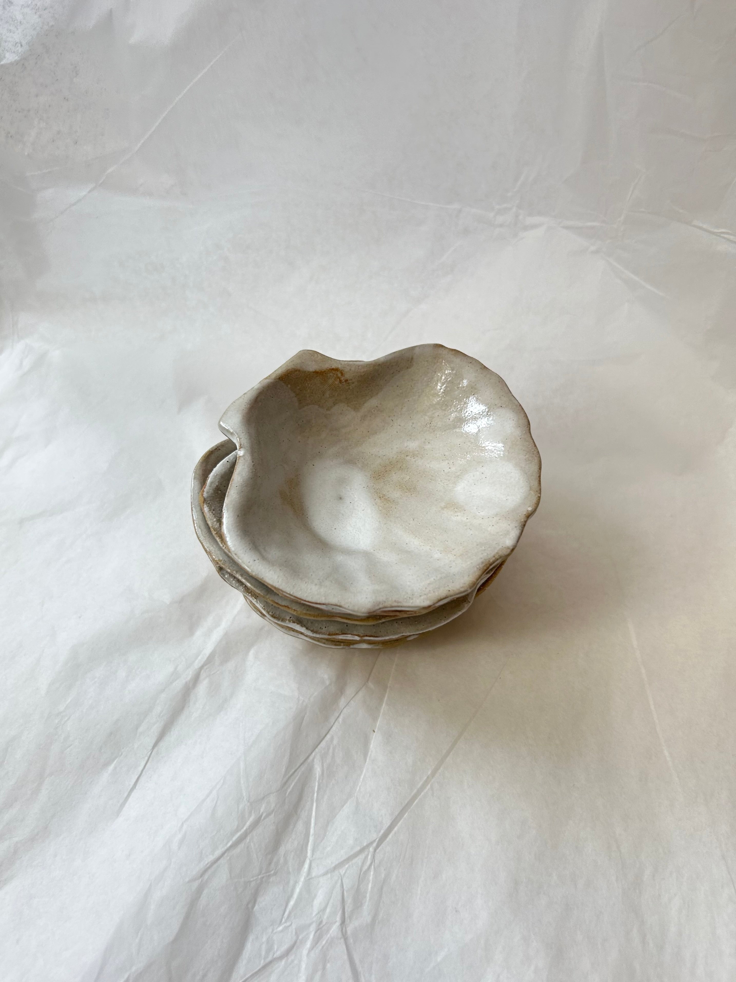 Coupelle Coquille Saint-Jacques - Grès Beige - Blanc Gloss