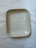 Plat Rectangulaire - 25 cm - Grès Clair - Blanc Gloss