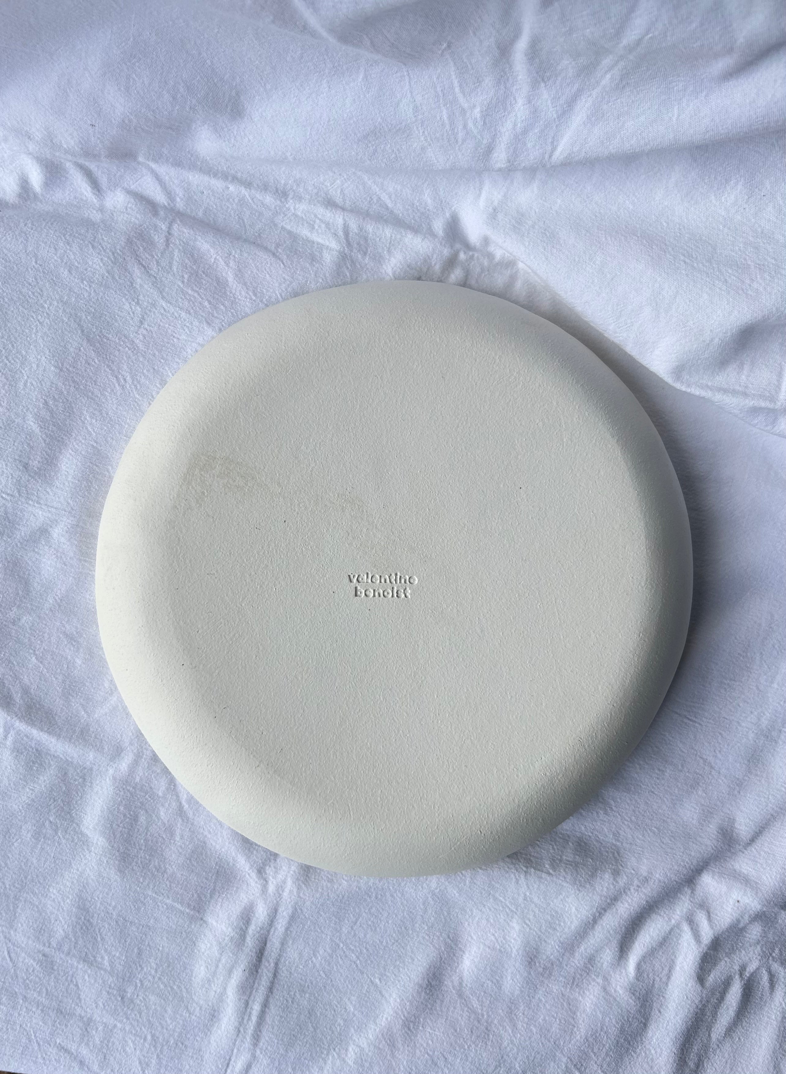 Plat Rond Creux - ⌀ 28 cm - Grès Blanc - Blanc Lunaire
