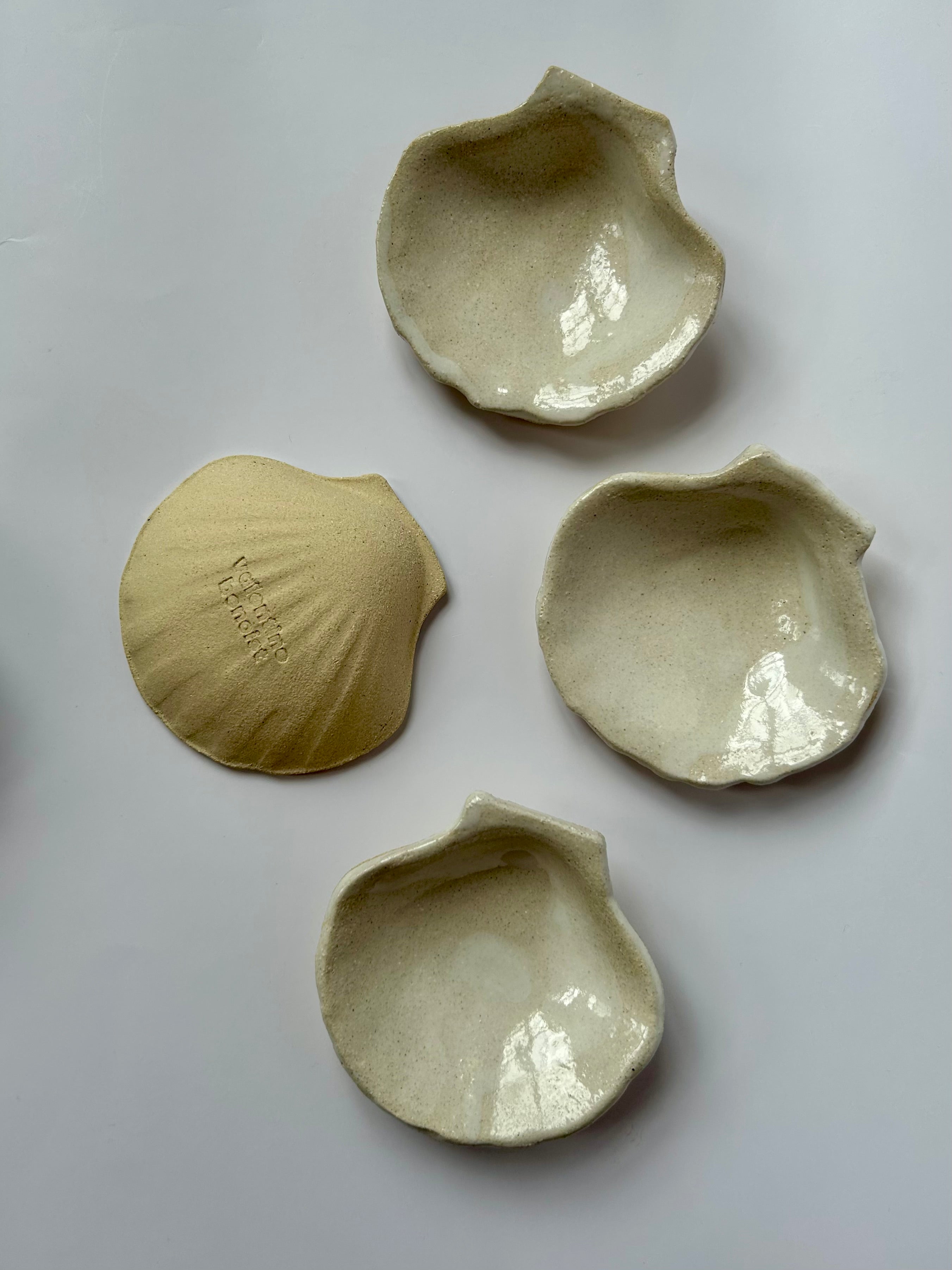 Coupelle Coquille Saint-Jacques - Grès Beige - Blanc Gloss