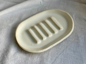 stoneware handmade soap dish matt white valentine benoist ceramics studio
