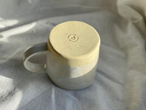 Low Coffee or tea mug - Soft clay - Gloss White