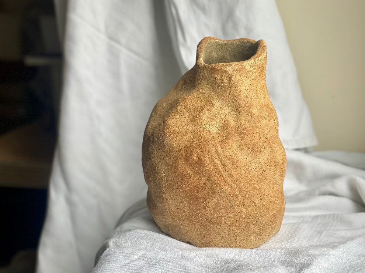 Sculptural Stoneware Vase - Sandy Clay - 03